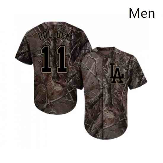 Mens Los Angeles Dodgers 11 A J Pollock Authentic Camo Realtree Collection Flex Base Baseball Jersey